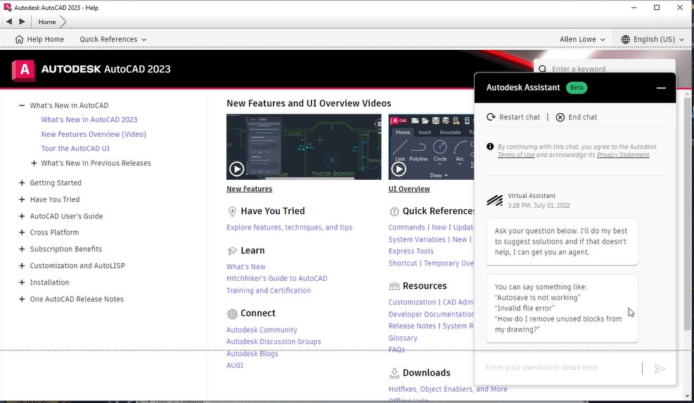 Ενημέρωση Autodesk Assistant AutoCAD