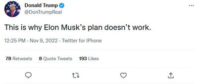 Αυτός είναι ο λόγος που το σχέδιο του Elon Musk δεν λειτουργεί», γράφει ο Fake Trump