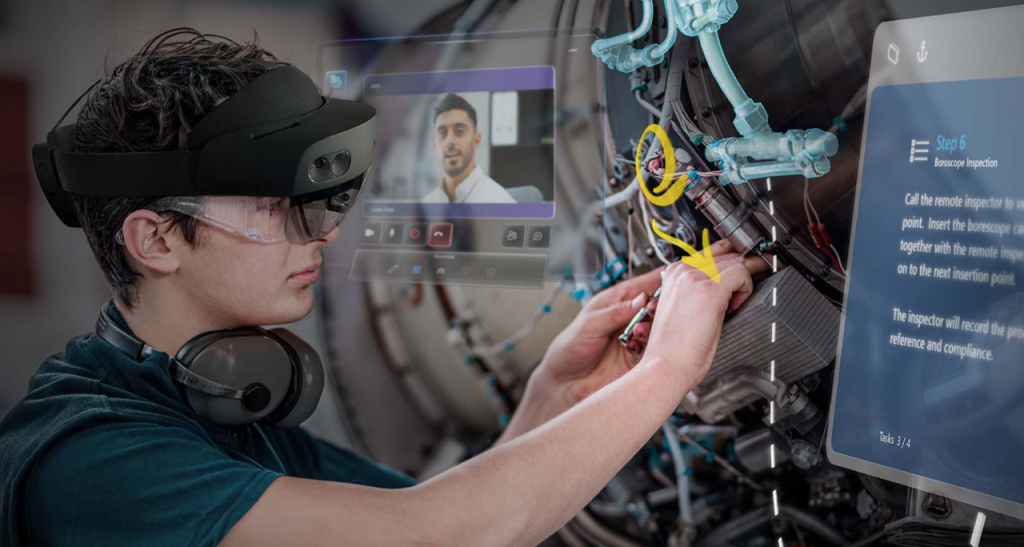 Εργαζόμενος που χρησιμοποιεί το HoloLens
