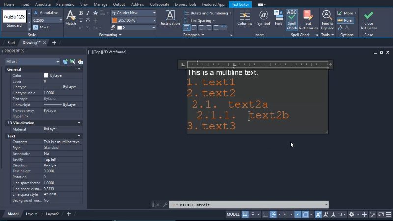 AutoCAD MText