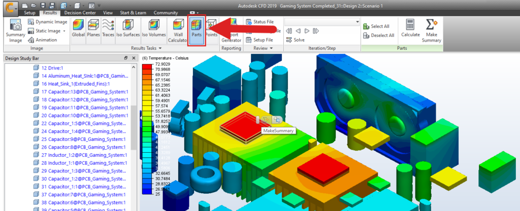 Εικόνα του μαζικού μέσου όρου στο Autodesk CFD