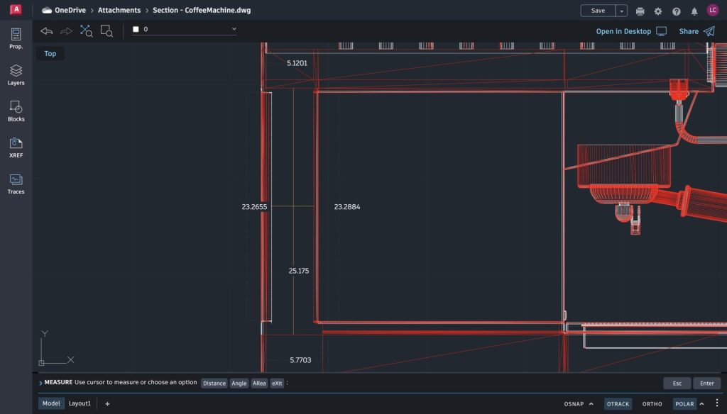 Μέτρηση και διαστάσεις AutoCAD Web