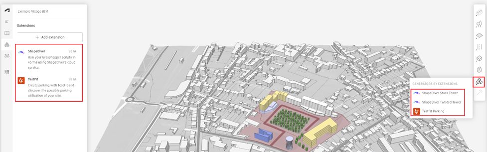 Autodesk Forma – Χρήση επεκτάσεων