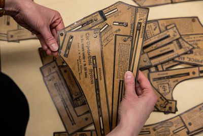 Director of Distinctive Collections, Karen Morse gives a tour of the Consumer Pattern Archive housed in Carothers Library at the University of Rhode Island. The largest of it's kind in the world, it contains over 60,000 patterns dating from 1847. Kingston, Rhode Island on April 21st 2022.