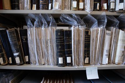 Director of Distinctive Collections, Karen Morse gives a tour of the Consumer Pattern Archive housed in Carothers Library at the University of Rhode Island. The largest of it's kind in the world, it contains over 60,000 patterns dating from 1847. Kingston, Rhode Island on April 21st 2022.