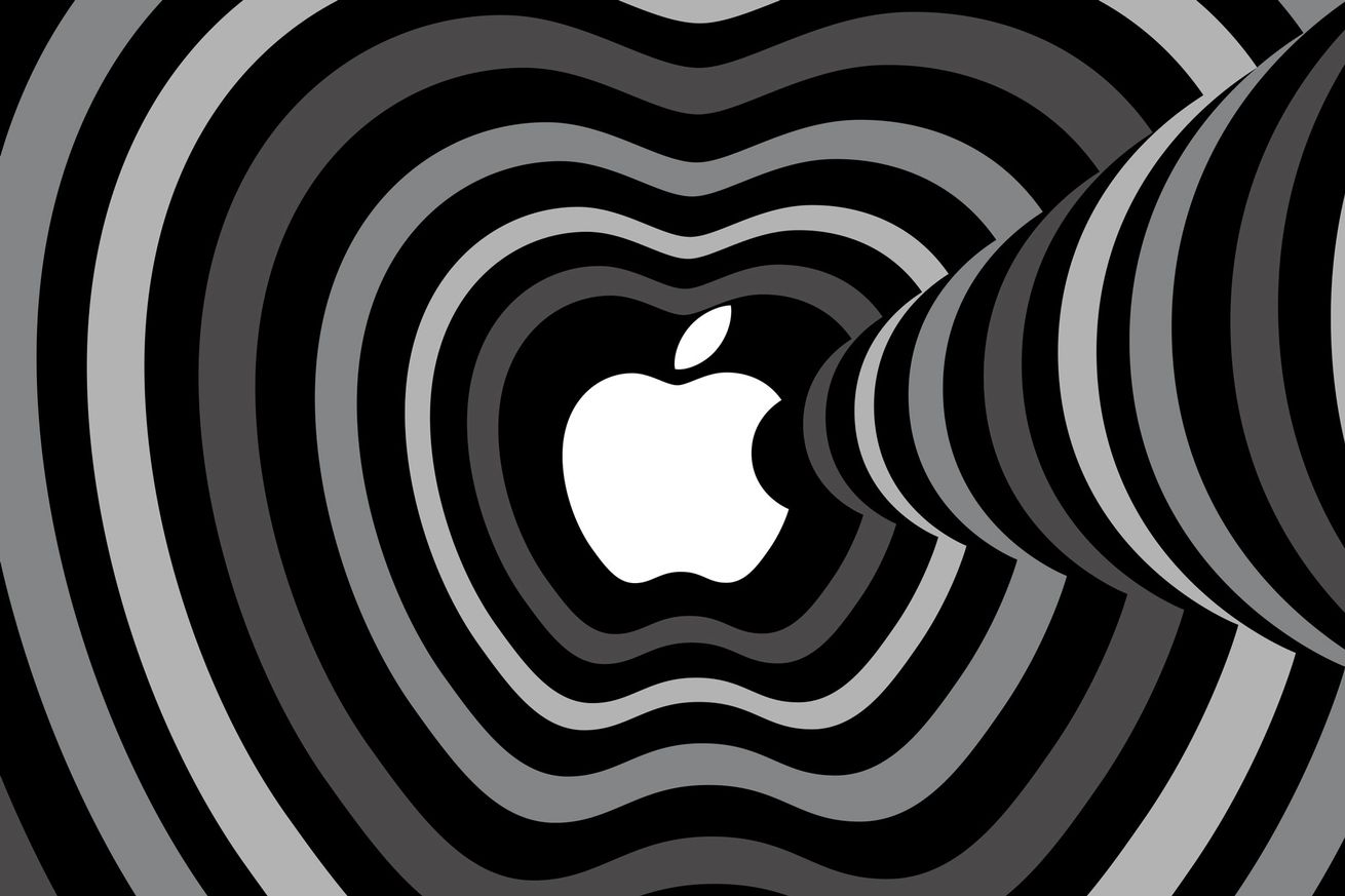 Ένα ασπρόμαυρο γραφικό που δείχνει το λογότυπο της Apple