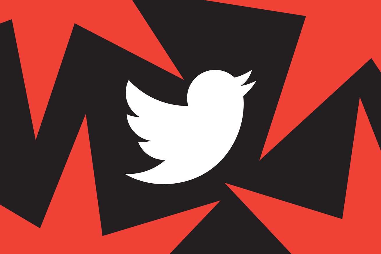 Το λογότυπο του Twitter σε κόκκινο και μαύρο φόντο.