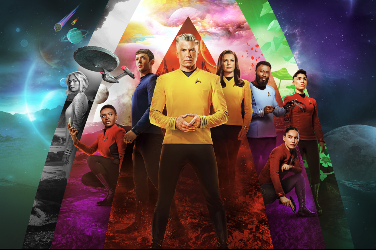 Μια αφίσα που δείχνει το καστ του Star Trek: Strange New Worlds