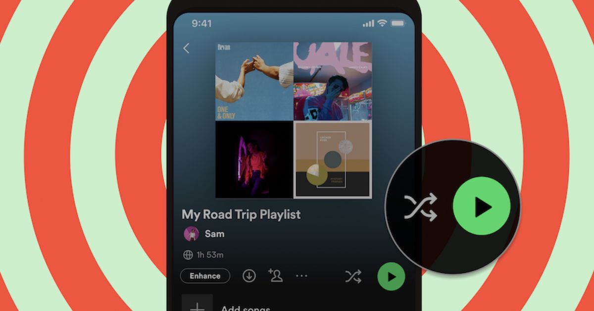 Οι πελάτες που πληρώνουν του Spotify θα έχουν σύντομα ξεχωριστά κουμπιά αναπαραγωγής και τυχαίας αναπαραγωγής